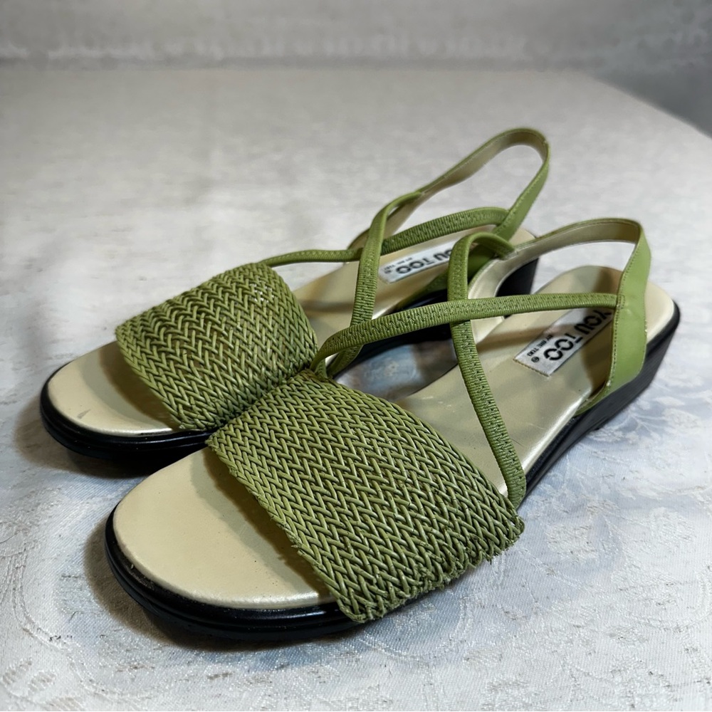 YOU TOO Y2K Strappy Woven Sandal Light Green – Size 7.5 - Picture 3 of 6